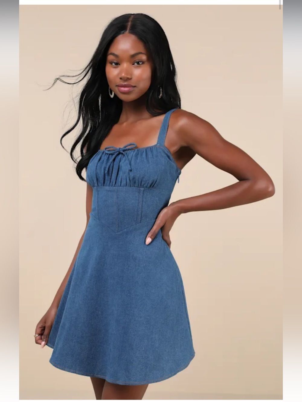 Considered Charisma Blue Chambray Bustier Mini Dress XS NWT